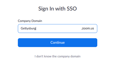 Zoom SSO company domain field