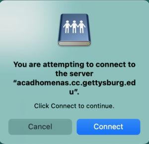 Mac - Attempting to connect to the server pop-up window