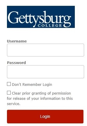 Login with your Gettysburg Username and Password.