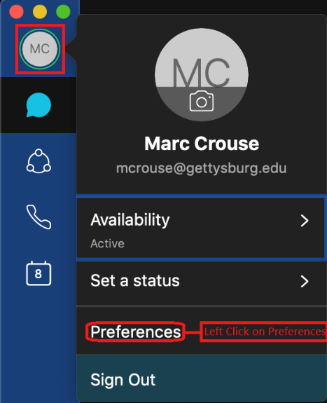 To activate the Video Call option, you will need to go into the Webex Teams Preferences.