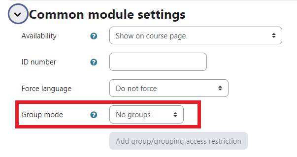 Moodle 4-Assignment-Common Module Settings-Group Mode