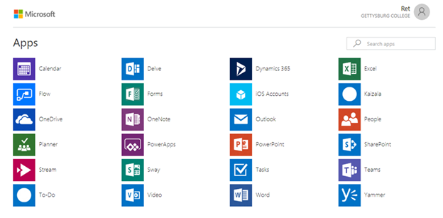 Microsoft Apps Page