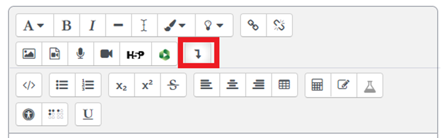 Moodle Atto text Editor with the Show more buttons button highlighted