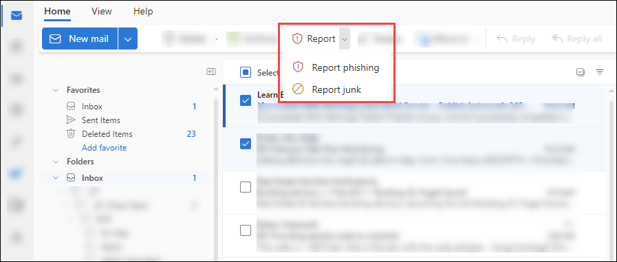 Outlook 365 - Report junk option listed under Report options